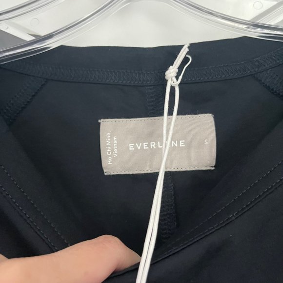 NWT Everlane The Luxe Cotton Side Slit Black Short Cap Sleeve Tee Dress Small S - Picture 6 of 10